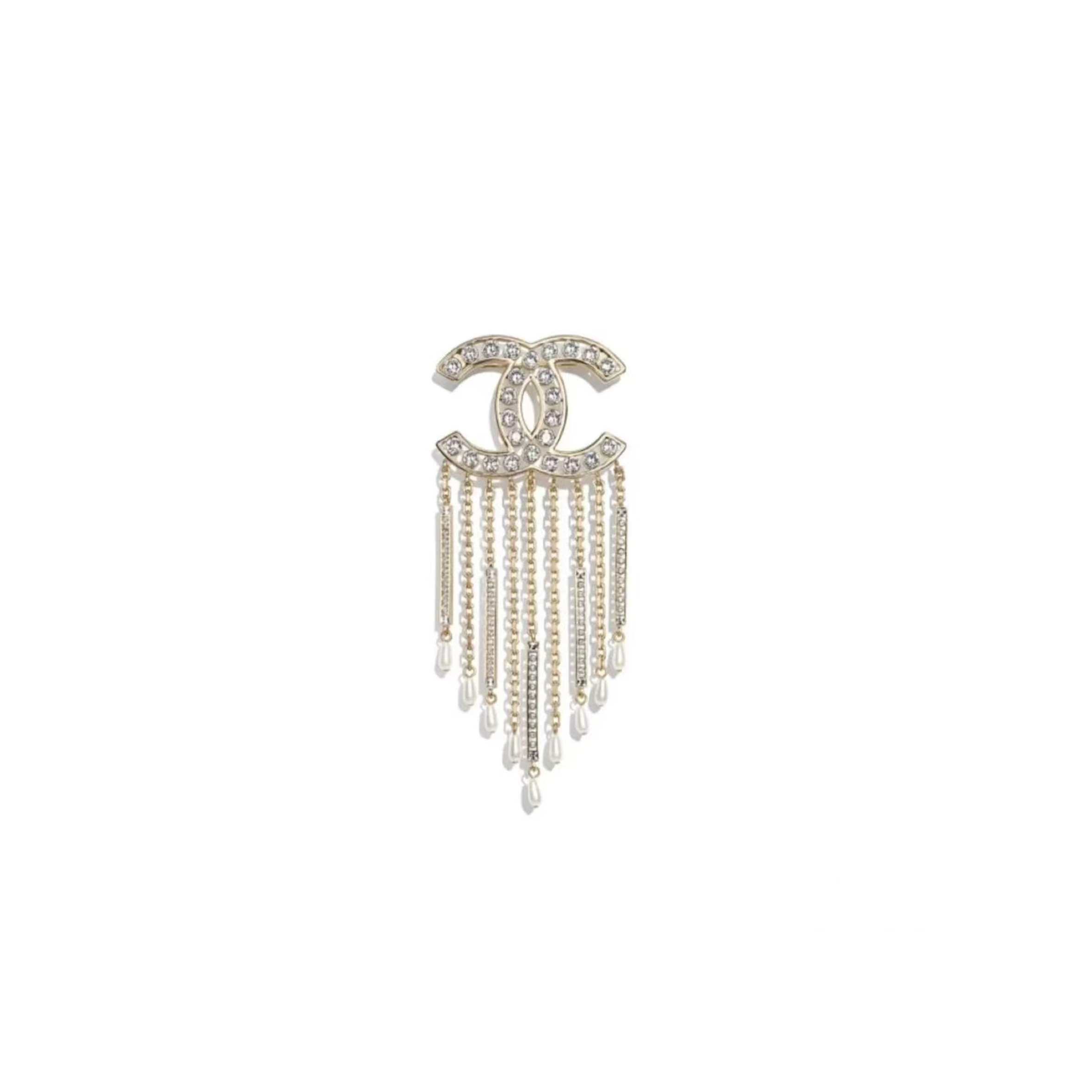 CHANEL DOUBLE C TASSEL METAL BROOCH AB8879